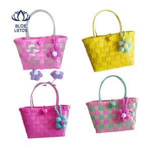 AVAILABLE Waterproof Woven Plastic Tote Bag Lightweight Durable Everyday Handbag For Grocery Storage - Product Image 1
