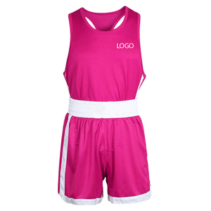 Conjuntos de Uniformes de Boxeo y MMA de Moda, Cuello Redondo, Unisex, Hechos de Poliéster, Color Rosa, Secado Rápido, Duraderos, Ligeros - Product Image 1
