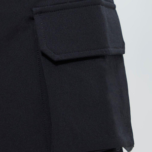 Shorts cargo noirs pour hommes, taille mi-haute, élastiques, respirants, en coton, décontractés, avec poches - Product Image 6