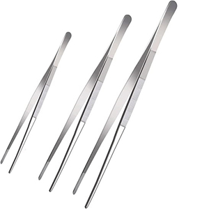 4Pc Metal Tweezers Set Silver <b>Gold</b> Rainbow Black Serrated Tips Light Weight <b>Utensils</b> for Food Handling Plating Cooking - Product Image 3