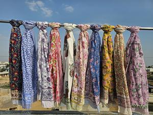 Handmade Indian Cotton Scarf Summer Shawl Hand Block Print Floral Striped Pareo Sarong Sexy <b>Beach</b> Wear Wholesale - Product Image 4