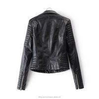 Gran oferta, abrigo negro para mujer, manga larga, Otoño, cremalleras de motorista, prendas de vestir, chaquetas de piel sintética para motocicleta, ropa de calle para mujer