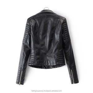 Hot Sale Women Black Coat Long Sleeve Autumn Biker Zippers Outwear Motorcycle Faux <b>Leather</b> <b>Jackets</b> Ladies Streetwear - Product Image 3