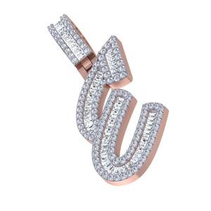 Colgante de Oro Blanco y Amarillo de 10K con Diamante SI, Diseño de Letra E, Estilo Hip Hop, Joyería con Diamante SI Real, Collar con Letra - Product Image 1