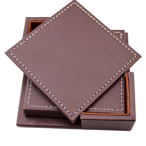 2025 dernière conception sous-verre en cuir de forme carrée dernière conception décor de Table bois et pierre ustensiles de cuisine de haute qualité sous-verre à café - Product Image 2