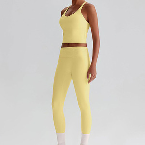 Ensemble de yoga solide au design optimal pour femmes, respirant, écologique, en Spandex/Nylon, 2 pièces, service OEM, prix bas - Product Image 4