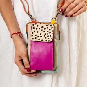 Exotic Luxury Cowhide Genuine Leather Women's <b>Small</b> Crossbody <b>Handbag</b> with Carved Mobile Phone Pocket Western Style - Product Image 1