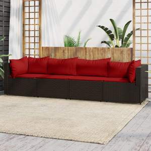 Conjunto de Muebles de Patio Color Marrón con Cojines Rojo Canela, Colección de Sofás de Jardín - Product Image 1