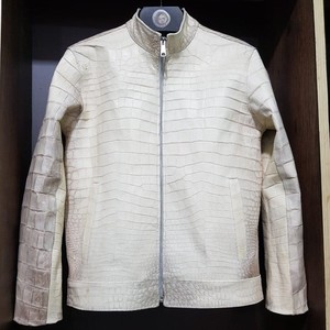 Personalizado de los hombres 100% genuino para la chaqueta de cuero de cocodrilo de calidad superior a medida abrigo de lona de invierno de lujo chaleco hecho en Vietnam - Product Image 4