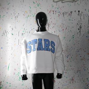 Sudadera STARS ASH GREY con cuello alto, 100% azul, con apliques bordados, cuello ancho, hilos finos - Product Image 6