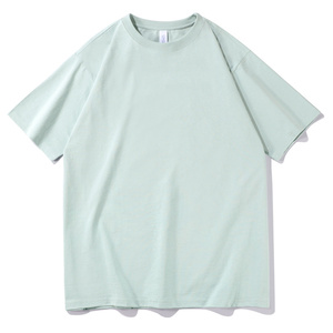 T-shirt pour homme en coton vert à col rond et manches courtes, coupe classique, décontracté, couleur unie, jersey tricoté, teinture unie - Product Image 5