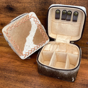 Handmade Cowhide Leather Travel Jewelry Case for Necklaces <b>Rings</b> Earrings Storage and Organization Versatile Gift for Women's - Product Image 2