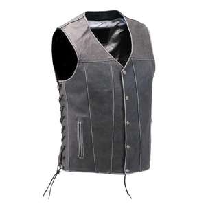 Gilet de moto en cuir pour homme, gilet de course personnalisé, gilet de sécurité coupe-vent, grande taille, haute performance, fabriqué au Pakistan - Product Image 1