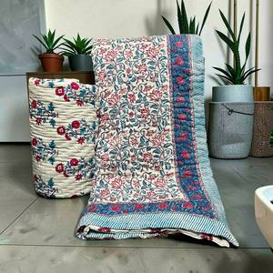 Beautiful Indian Jaipuri Block Print Double Bed Razai 90x108 Cotton Hand <b>Quilt</b> Traditional <b>Bedding</b> <b>for</b> Home Decor <b>for</b> Guest Room - Product Image 4