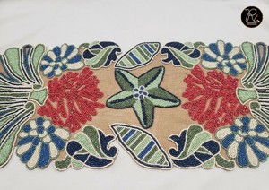 <b>Red</b> And Golden Table <b>Runner</b> 39 inches Long with Hand-Made Beads Use For Decoration Buy Direct From Supplier - Product Image 4