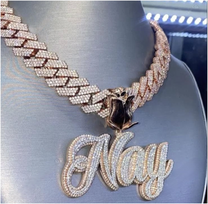 Colgante Hip-Hop Personalizado con Letra Cursiva Fina de Moissanita VVS1, Chapado en Rodio sobre Plata 925, para Hombres y Mujeres - Product Image 2