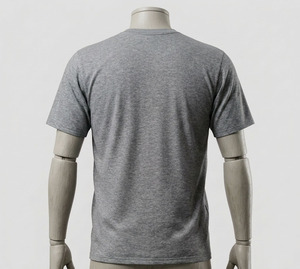เสื้อยืดคอกลมแขนสั้นผ้าฝ้ายสีเทาสำหรับผู้ชายทรงปกติแบบลำลอง - Product Image 3