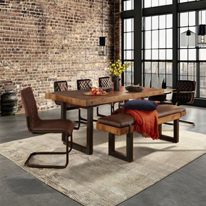 Silla de tubo de hierro negro de alta calidad PU marrón oscuro Silla de comedor industrial tapizada - Product Image 4