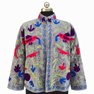 Floral Embroidered Bright Coloured Suzani Jacket Luxury Boho Ethnic Women <b>Coat</b> Handmade Hand <b>Stitch</b> Winter Outerwear - Product Image 1