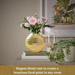 Vase à fleurs en aluminium antirouille Golden Waves pour la décoration de la maison, vase décoratif moderne pour le salon, le bureau, centre de table de mariage - Product Image 3