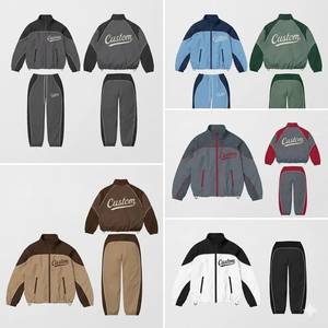 Ensemble de survêtement réversible personnalisé, veste coupe-vent à fermeture éclair et pantalon de jogging, vêtements de sport respirants et légers - Product Image 5