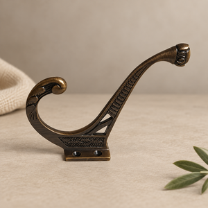 SHUBHAM Antique Brass Double Wall Hook Vintage Decorative Coat Hat Towel Robe Hook for Door Wardrobe Bathroom Furniture - Product Image 3