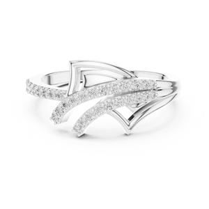 Luxury Wave Diamond Ring for Women | Modern Overlapping Design | Micro Pave Setting | <b>Moissanite</b> Ring | 925 Silver <b>Jewelry</b> - Product Image 1