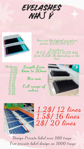 Extensions de cils individuels faits à la main Nhu Y NY16, volume complet, application facile, marque privée, en fausse fourrure de vison et soie, pour la beauté des yeux, vente en gros - Product Image 5