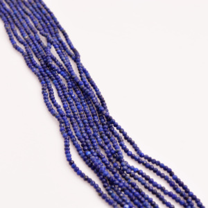 Cuentas facetadas de lapislázuli natural de 2 mm para la elaboración de joyería fina con piedras preciosas - Product Image 1