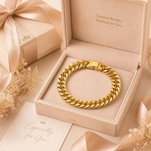 สร้อยข้อมือแบบ Cuban Link ชุบทอง ดีไซน์ถักสองชั้น สไตล์คลาสสิก แฟชั่นสำหรับทุกเพศ - Product Image 6