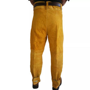 Pantalon de soudeur en cuir de vachette de qualité supérieure, résistant, pour la protection des jambes, vêtements de travail pour la construction et la soudure - Product Image 4