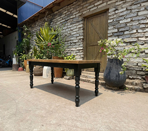 <b>Rustic</b> Brown Recycled <b>Wood</b> Oak <b>Table</b> Furniture for Home Use from VietNam Square Solid <b>Wood</b> <b>Dining</b> <b>Table</b>. - Product Image 6