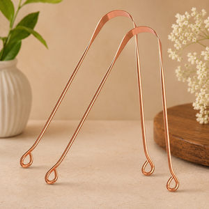Copper Tongue Scraper Set Reusable Oral Hygiene Tool For Adults Men Women Family Use Modern Handmade Metal Design - Product Image 4