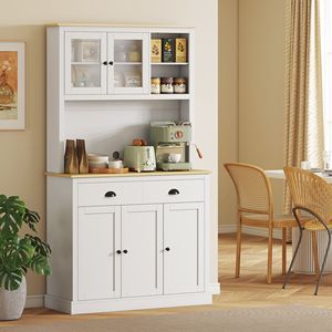 Mobile dispensa moderno bianco da 71 pollici con piano d'appoggio ampio e ripiani regolabili, armadio dispensa alto 71 pollici - Product Image 2