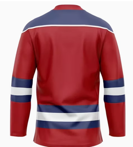 Camiseta de Hockey sobre Hielo para Hombre, Manga Larga, Cuello en V, Sublimada, 100% Poliéster, Absorbe la Humedad, Corte Regular, Ropa para Adultos - Product Image 6