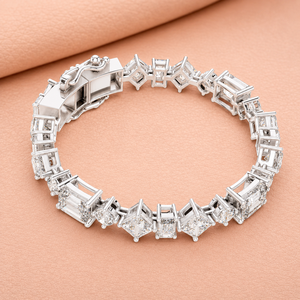 Mixed Cut Diamond Tennis Bracelet Emerald Round Princess Stone Luxury Link Bracelet for Women Jewelry <b>Gift</b> - Product Image 3