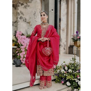Ensemble Salwar Kameez avec Dupatta, entièrement brodé et prêt à porter, entièrement cousu. - Product Image 1