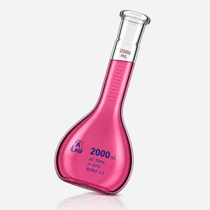 Fiole volumétrique de haute précision 2L en verre borosilicate 3.3 avec bouchon PE anti-fuite pour laboratoire analytique - Product Image 4