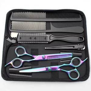 Professional Stainless Steel Hair Scissors Set with Combs Thinning <b>Shears</b> Right Handed Salon Use Blue <b>Handle</b> <b>Long</b> Blade - Product Image 2