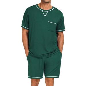 Ensemble de shorts décontractés d'été pour hommes, t-shirt à manches courtes, ensemble de survêtement uni en 2 pièces, polyester/coton respirant - Product Image 1