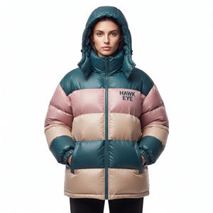 Veste d'hiver matelassée à capuche pour femme, deux tons, coupe ajustée, chaude et rembourrée, vente en gros - Product Image 1