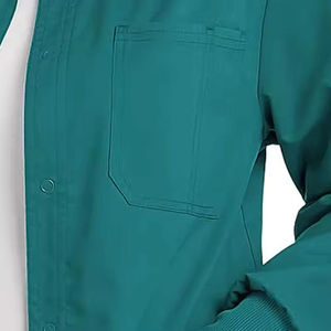 Blouse de laboratoire verte tissée pour femmes, manches longues avec boutons, uniforme d'hôpital, blouse de médecin, 3 poches - Product Image 3