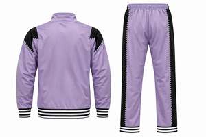 Custom <b>Purple</b> Tracksuit Men Printed Number 18 Two Piece Athletic Set Full Zip Sweatshirt Jogging <b>Suit</b> Striped Sleeve Sports Pant - Product Image 4