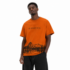 Custom Cotton Crew Neck Tee with Landscape Print Short Sleeve Streetwear Wholesale Relaxed Fit Graphic <b>men's</b> <b>shirts</b> Summer Wear - Product Image 1