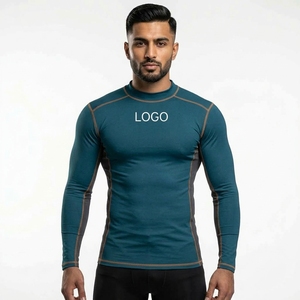 T-shirt de compression à manches longues pour homme, personnalisé OEM, UPF50, respirant, séchage rapide, pour la gym, le fitness, la protection anti-UV, sous-vêtement athlétique moulant - Product Image 5