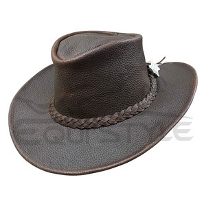 Chapeaux en cuir de vachette marron avec bande tressée, style western australien, haute qualité, unisexe, mode, voyage en plein air, chapeaux de cowboy - Product Image 3