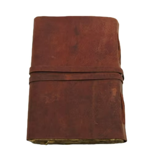 Journal en cuir marron vintage fait main avec fermeture à clé antique, bords festonnés – Excellent cadeau promotionnel - Product Image 6