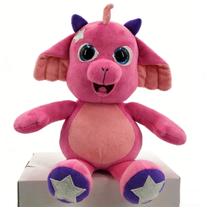 Peluche de monstruo rosa personalizado, animal de peluche de fantasía con bordado de estrellas, peluche con ojos grandes azules con brillantina. - Product Image 1
