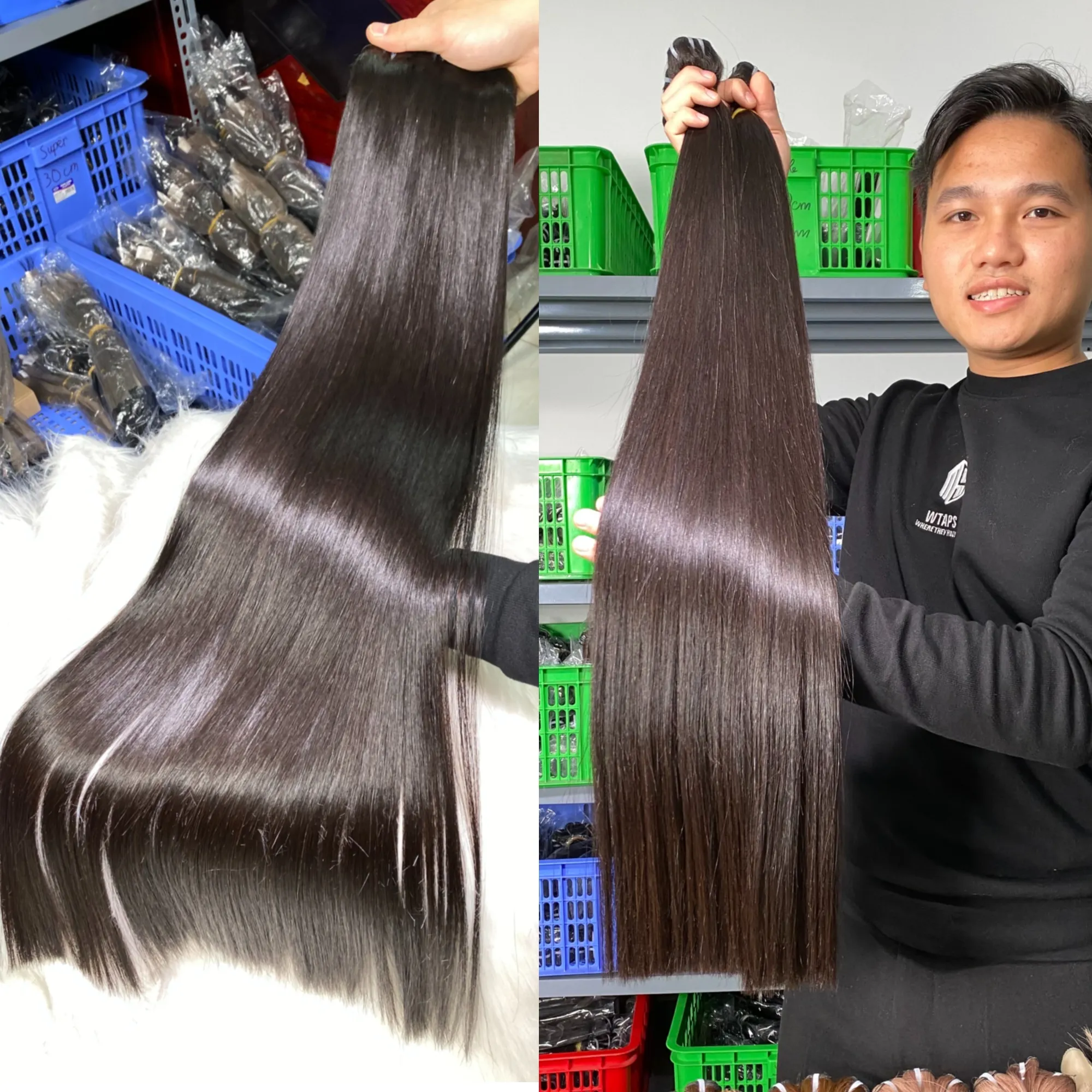 Wholesale Price Bone Straight Weave Bundles Double Drawn 100% Raw Vietnamese Hair Remy Extensions