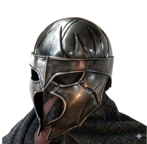 Casco Medieval de Acero Hecho a Mano, Estilo Vintage, Color Gris Pulido, Máscara de Guerrero Caballero, Decoración para el Hogar de Halloween, de Uttarakand - Product Image 1